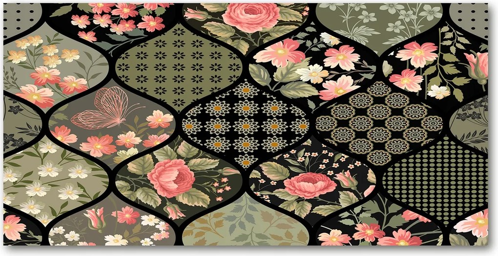 Konyhai panel Virágos mintás 100x50 cm Ragasztó