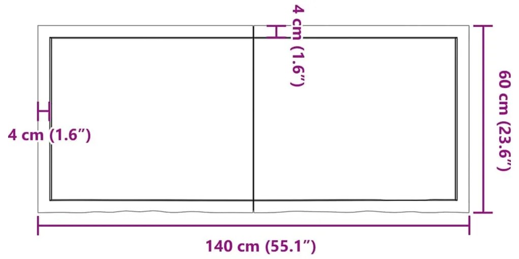 világosbarna kezelt tömör tölgyfa asztallap 140x60x(2-4) cm