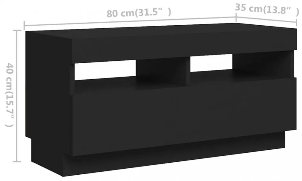 fekete TV-szekrény LED-lámpákkal 180 x 35 x 40 cm