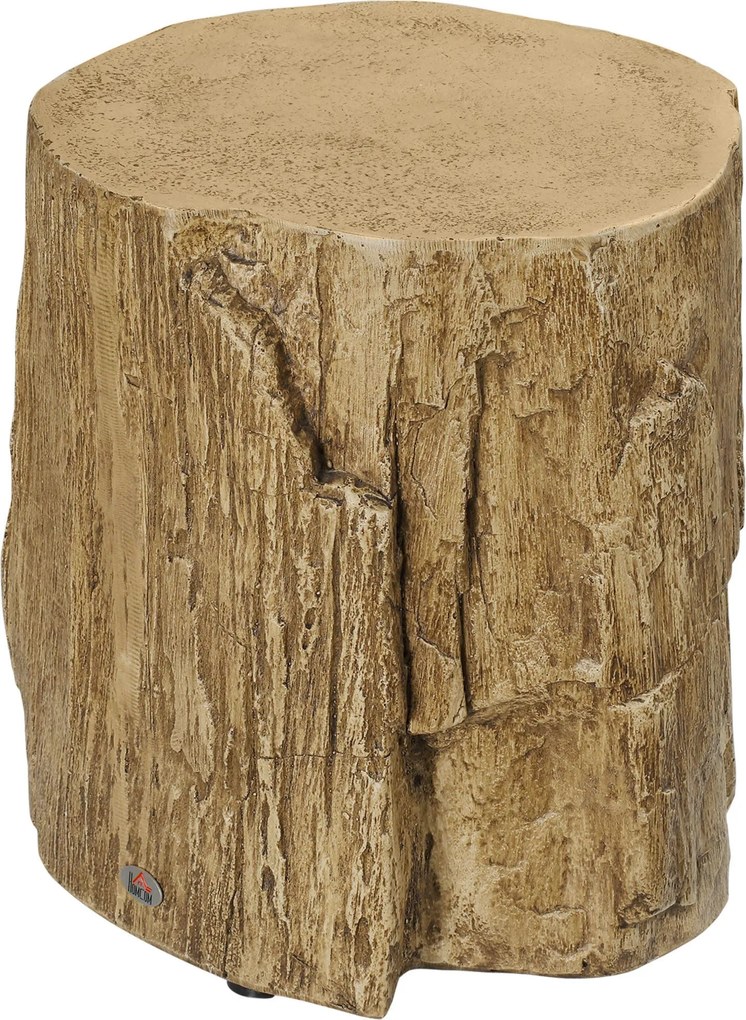 HOMCOM Fatörzs Stílusú Éjjeli Asztal Vízálló, Kávézó Asztal Inorganikus Ásványi Porból, Nappali Asztal, Oldal Asztal Nappali és Hálószoba 37 x 37 x 43