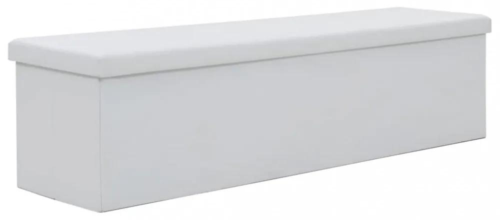 Fehér műbőr összecsukható tárolópad 150 x 38 x 38 cm