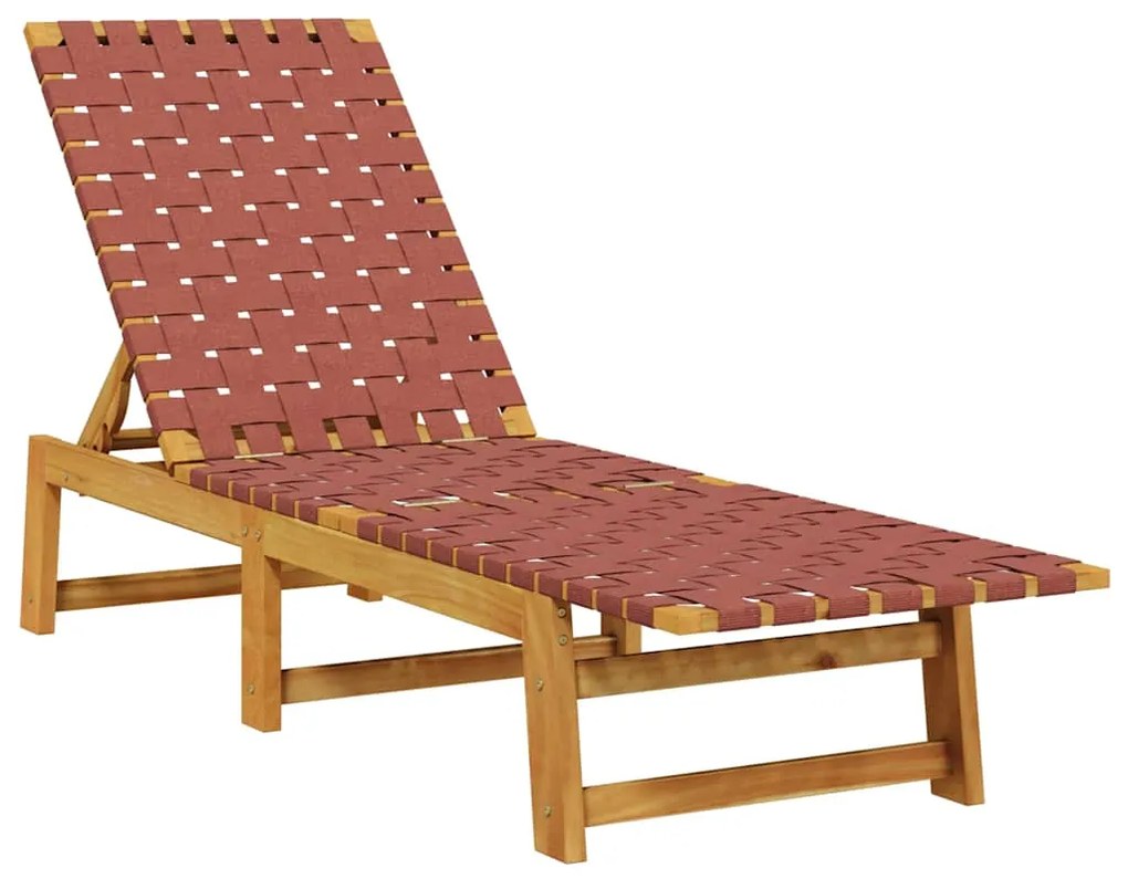 vidaXL piros tömör akácfa és szövet napozóágy