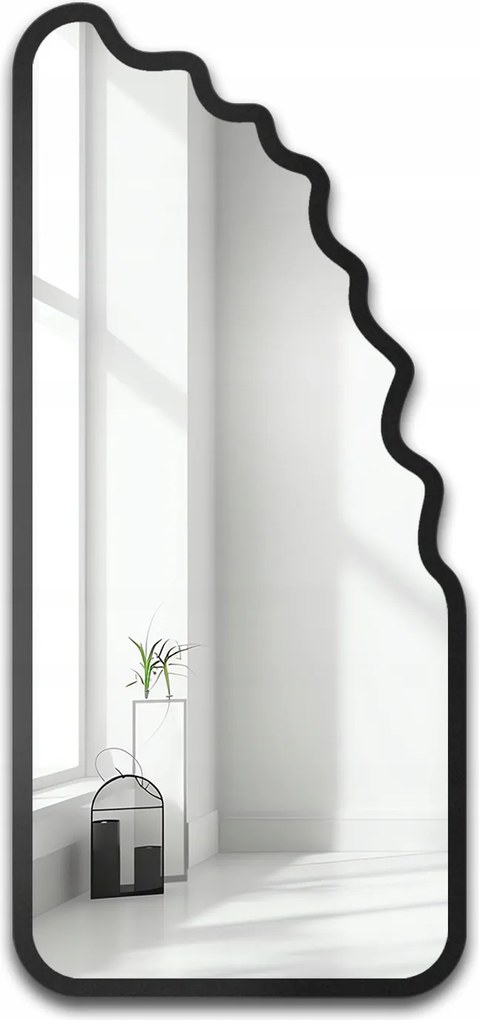 Blobs Flux modern tükör fekete hullámos Mdf keretben 90x198