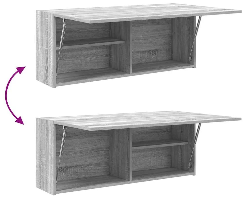szürke sonoma szerelt fa fali fürdőszobaszekrény 100x25x40 cm