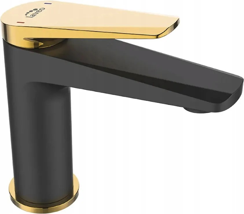 Álló mosdócsaptelep kattanó dugóval alacsony fekete/arany