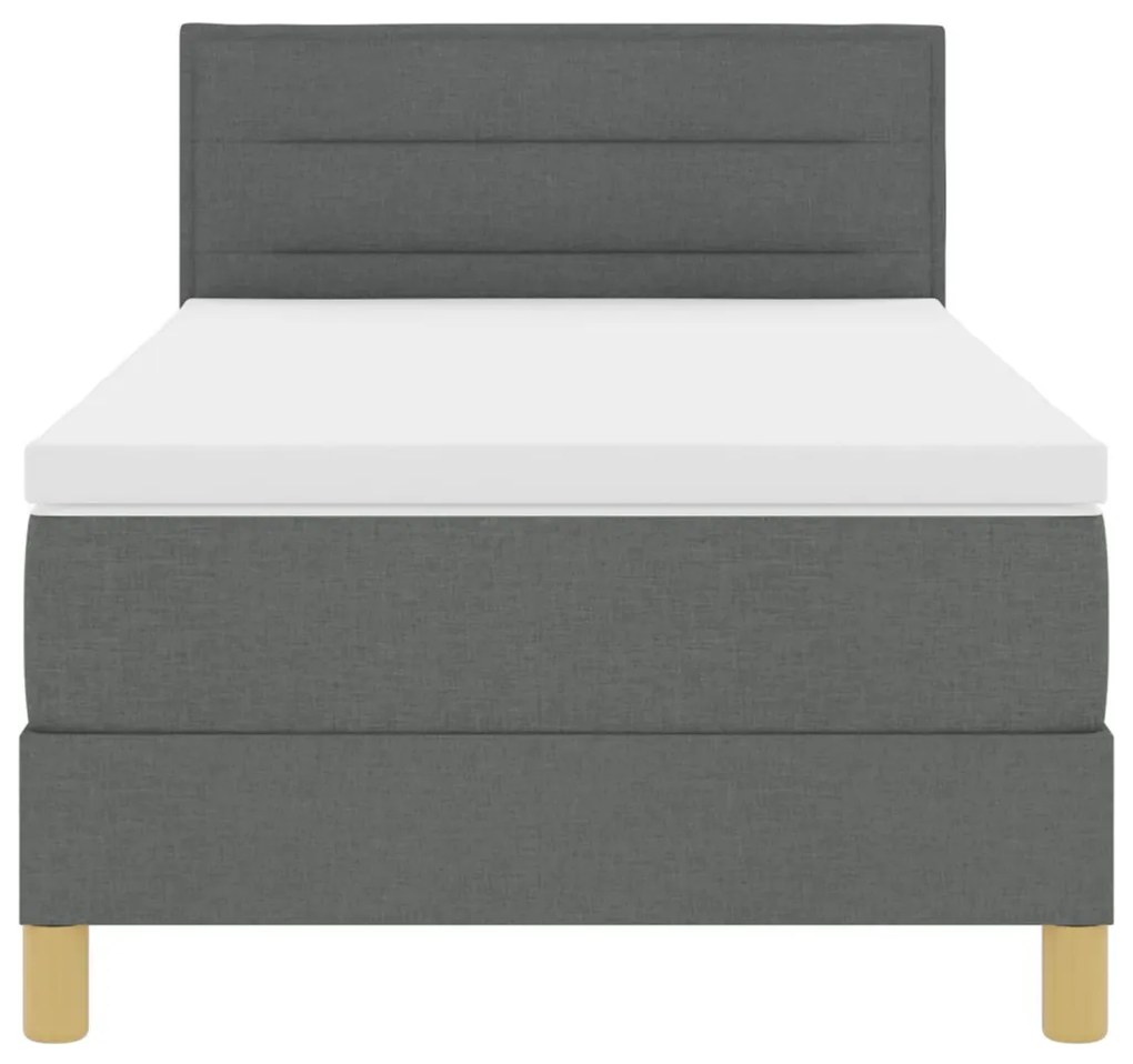 Box Spring Ágy Matraccal és LED-del Sötét Szürke 90x200 cm Szövet