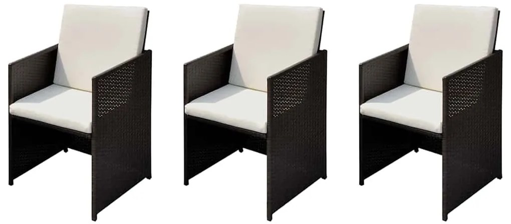 vidaXL Kerti székek 3 pcs Barna 56 x 52 x 87 cm Poli rattan
