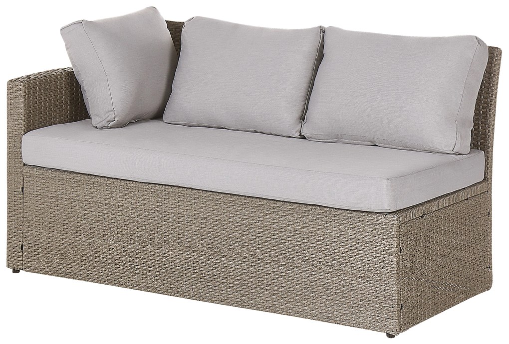 Ötszemélyes rattan sarok ülőgarnitúra szürke párnákkal BARDI Beliani