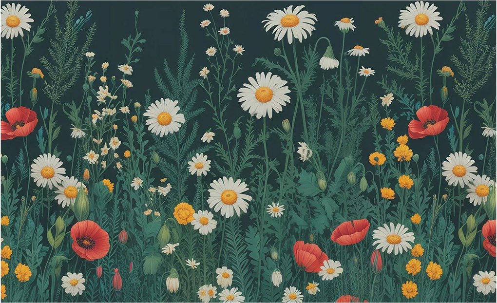 Flizelin tapéta falra Prémium Mezei virágok 416x254 Ragasztó