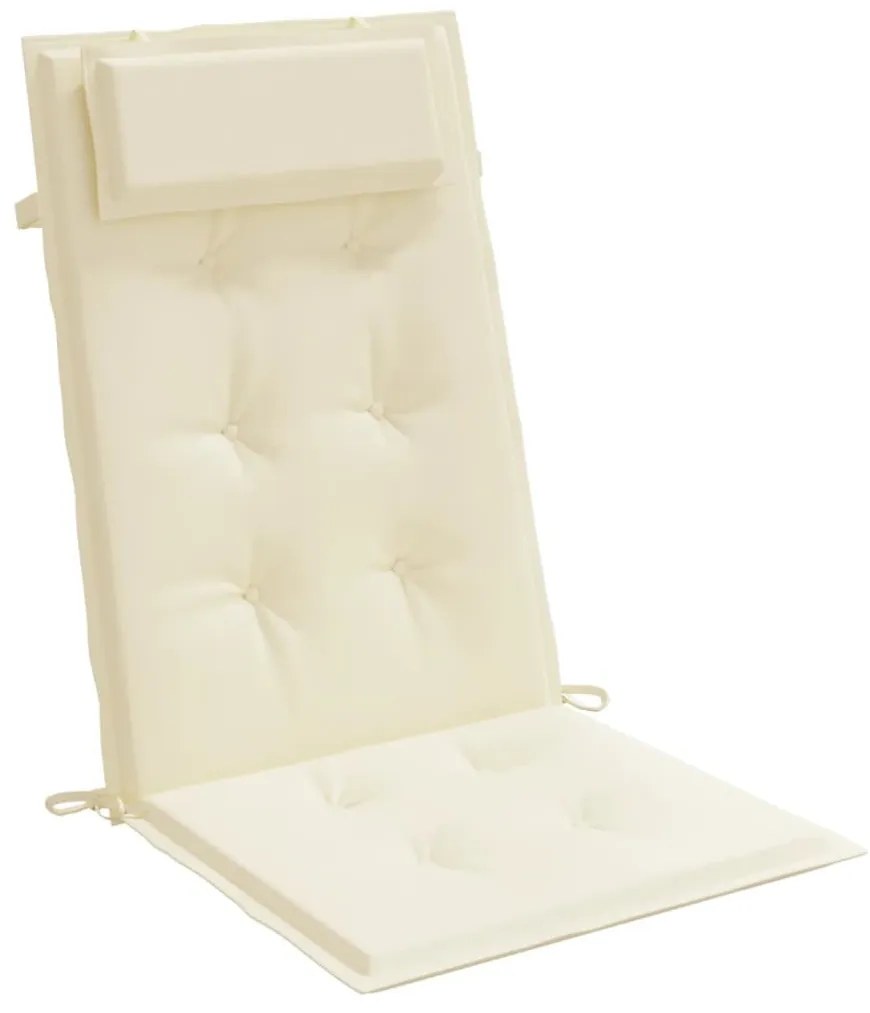 6 db krémszínű oxford-szövet magas háttámlájú székpárna