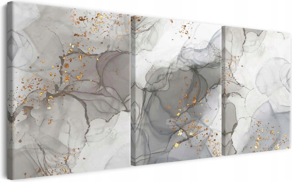 Modern Triptichon Glamour Arany Ezüst Absztrakt Elegáns Vászonkép 90x180