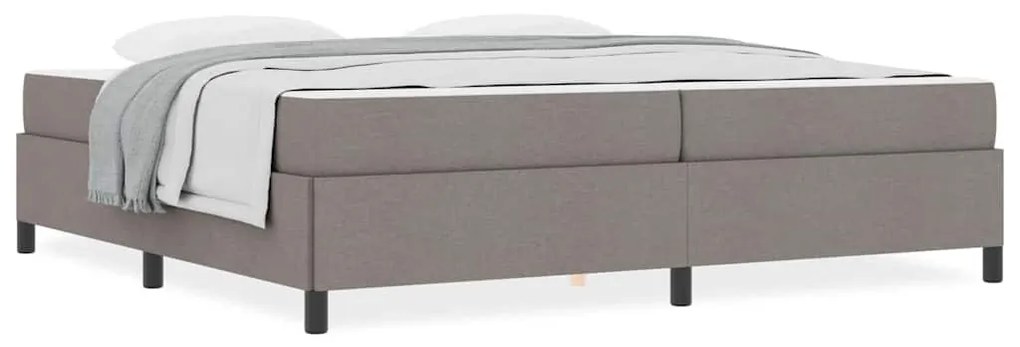 Boxrugós ágy Taupe és Fekete 200 x 200 cm Textil és mérnöki fa