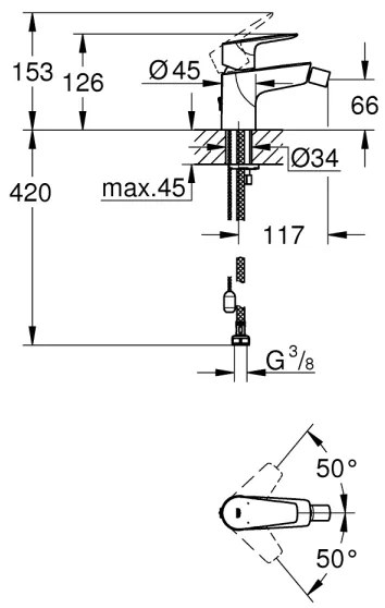 GROHE 23332001 - BAUEDGE bidécsaptelep S méret, fényes króm