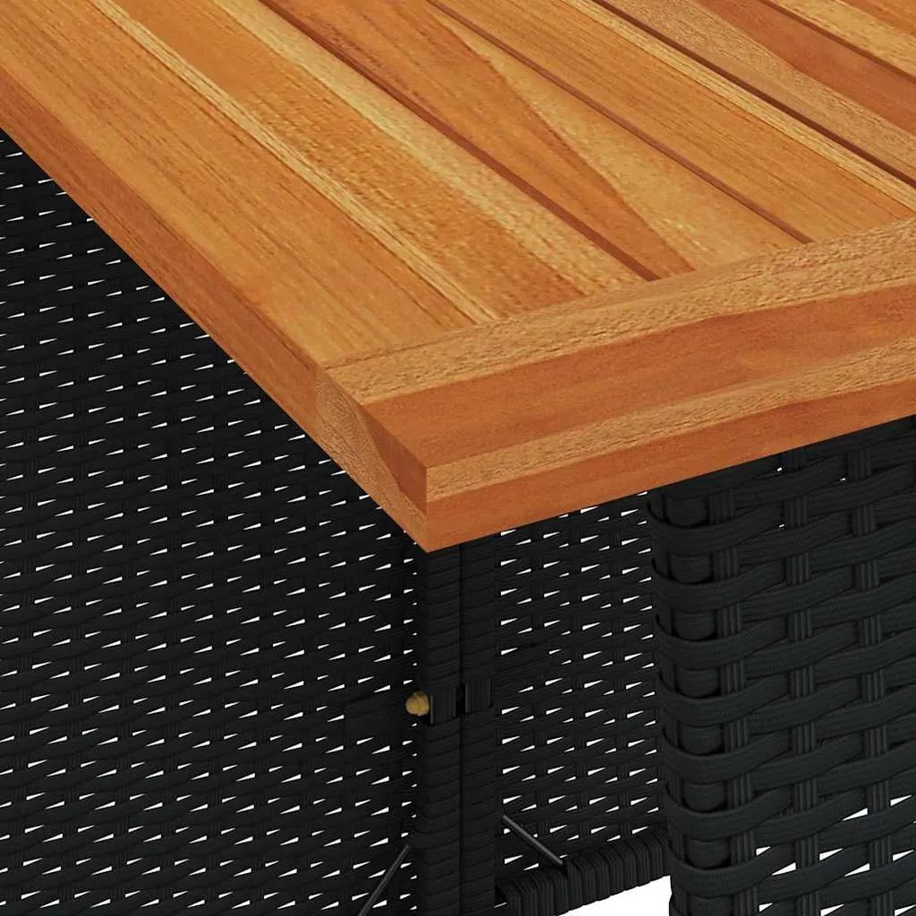 6 részes fekete polyrattan kerti ülőgarnitúra párnával L-alakú