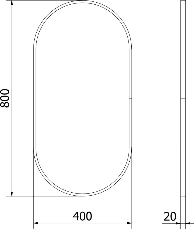 Mexen Loft ovális fürdőszobai tükör 80 x 40 cm, fekete keret - 9851-080-040-000-70