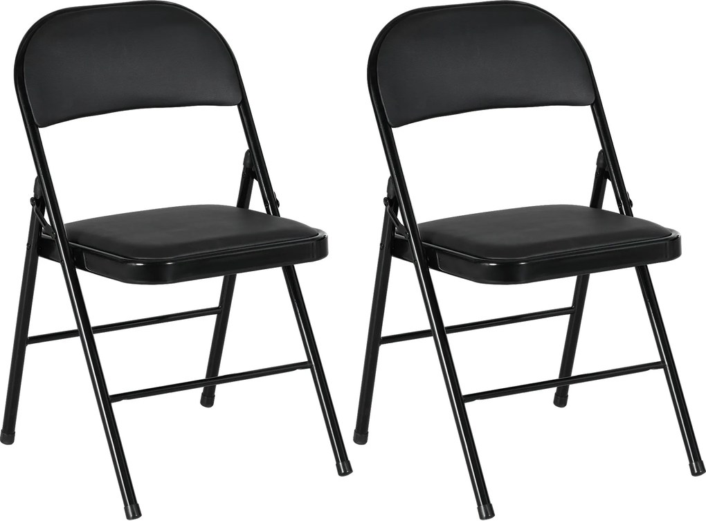 HOMCOM Összecsukható Szék Párnázott Támlával, Összecsukható Irodai Szék Acél Vázra, Konyhai Szék Párnával 120 kg Teherbírással Vendégeknek, Irodába, K