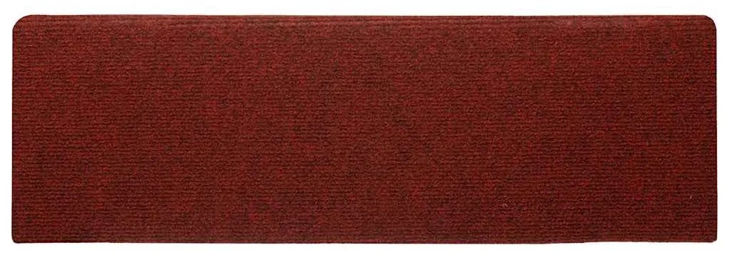 30 db öntapadós lépcsőszőnyeg, 65 x 21 x 4 cm, bordói piros, téglalap alakú széllel