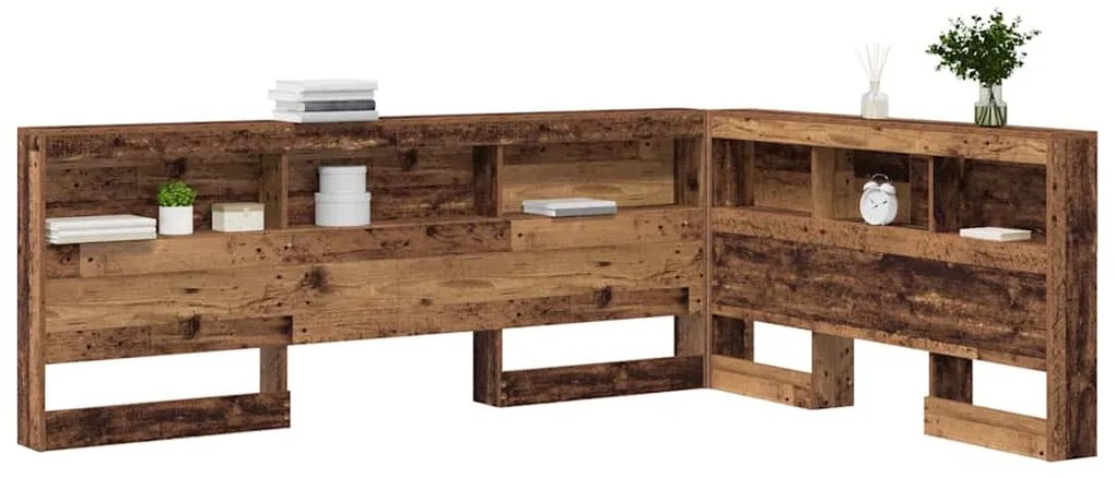 Tároló fejtámla polcokkal fejtámlával Régi fa 135 cm Faanyag