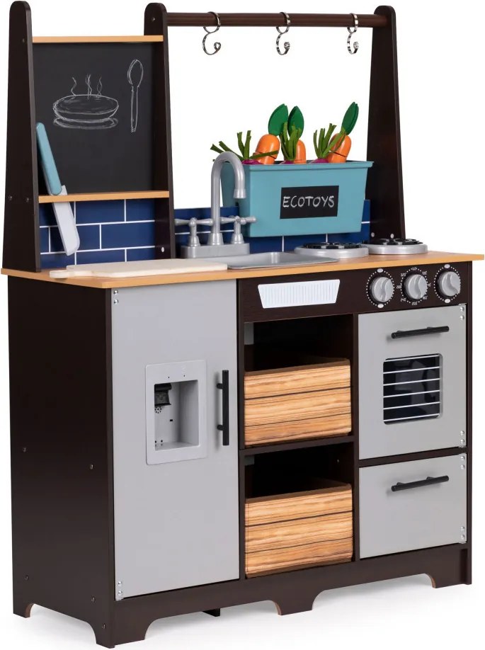Fából készült konyha gyerekeknek veteményeskerttel és kiegészítőkkel