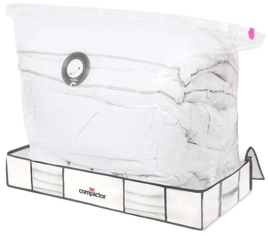 XLarge Underbed Life 2 db fehér ágy alatti tárolódoboz vákuumos huzattal, 105 x 15,5 cm - Compactor