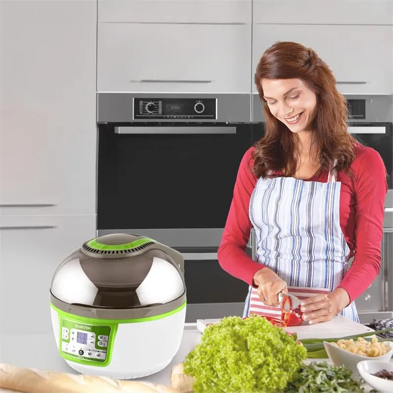 Klarstein VitAir Turbo, forrólevegős fritőz, 1400 W, 10 l, zöld-fehér