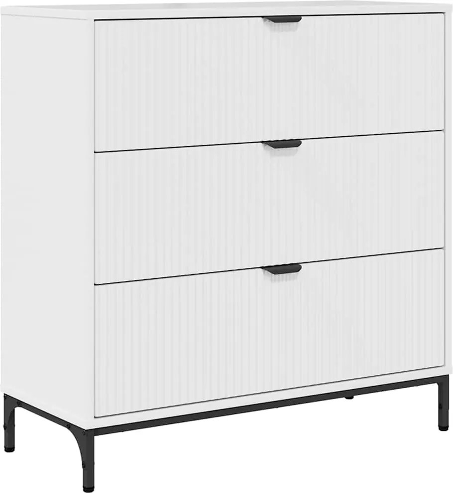 vidaXL Széf fiókkal Magas Fényű Fehér 79,5 x 33 x 82 cm Faanyag