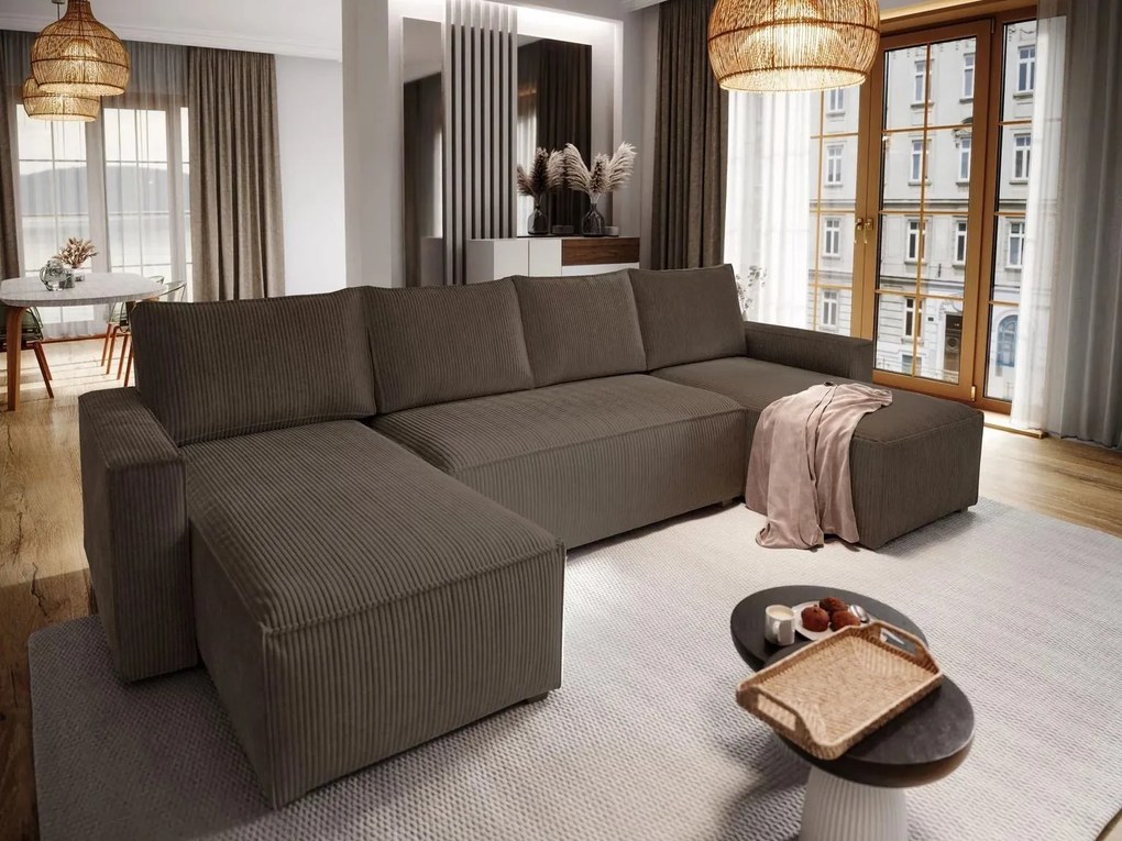 AKCIÓ Sötétbarna U alakú SMART COSARO ülőgarnitúra 295x140 cm II. osztály