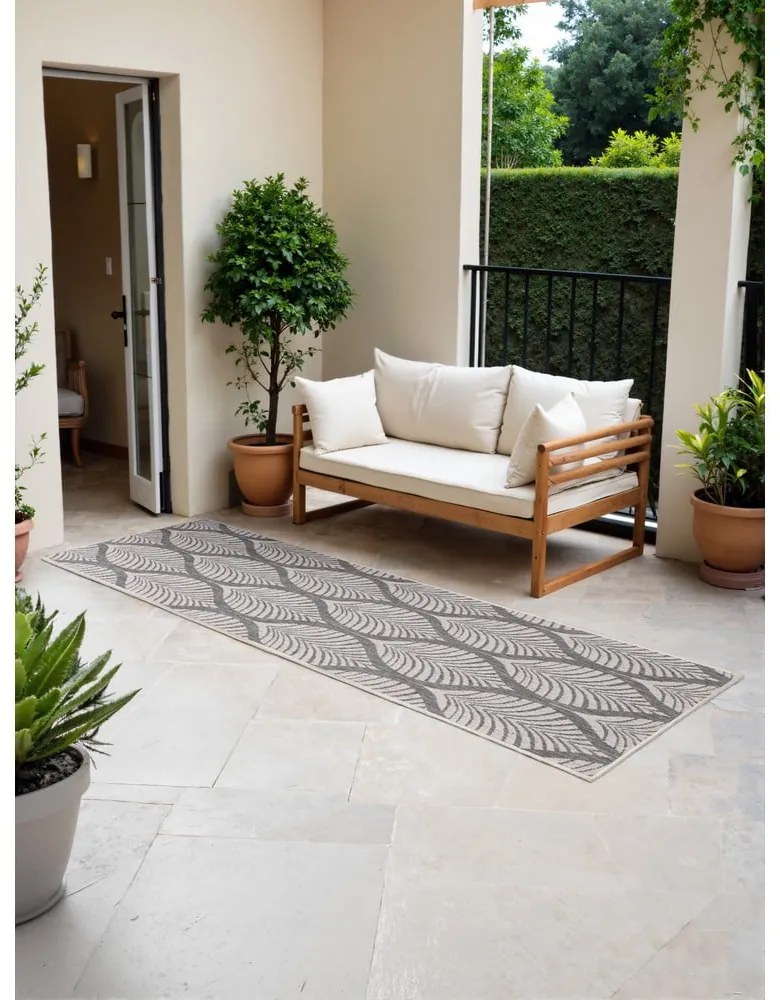 Szürke-elefántcsont színű kültéri-beltéri futószőnyeg 80x250 cm Duet Liora – NORTHRUGS