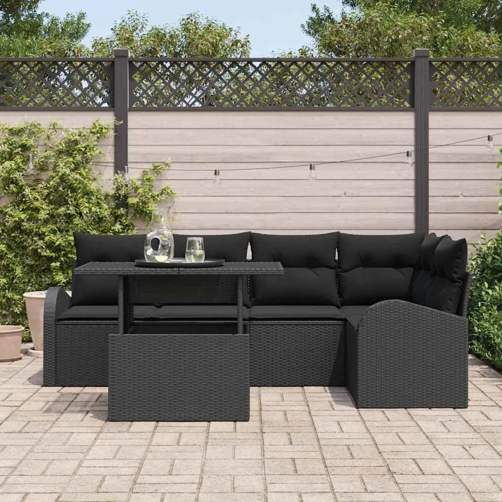 Kerti Kanapé Szett párnával 6 pcs Fekete 100 x 55 x 73 cm