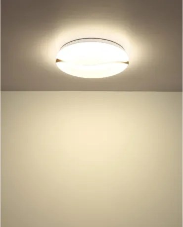 Globo 41790-18 Mennyezeti lámpa, fém fehér, műanyag fehér, fa barna, több szint fali kapcsolóval, színek rögzíthetők, memória funkció, ø: 330mm, M: 70mm, tartozék: LED 24W 230V, 2860lm forrás, 1910lm kimenet, CCT 3000/6000/4200K