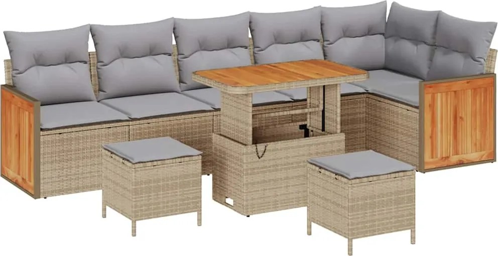 vidaXL Kerti Kanapé Szett párnával 9 pcs Beige és Világosszürke