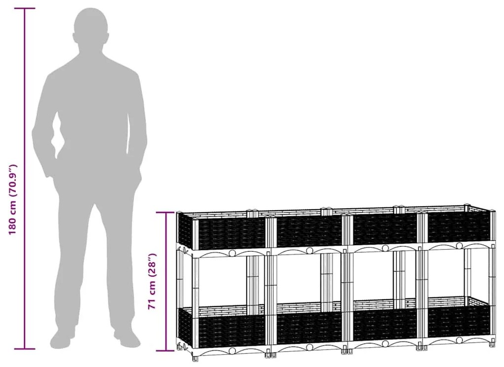 polipropilén magaságyás 160 x 40 x 71 cm