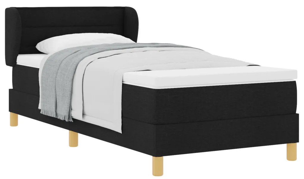 Boxspring Ágy Mattal Fekete 80x200 cm Szövet