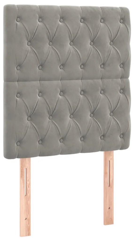 világosszürke bársony LED-es fejtámla 80x7x118/128 cm
