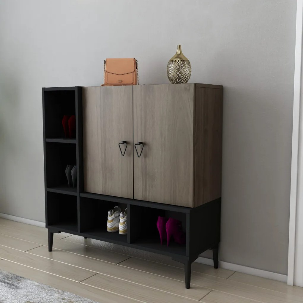 Platin komód, fekete-dió, 100 cm
