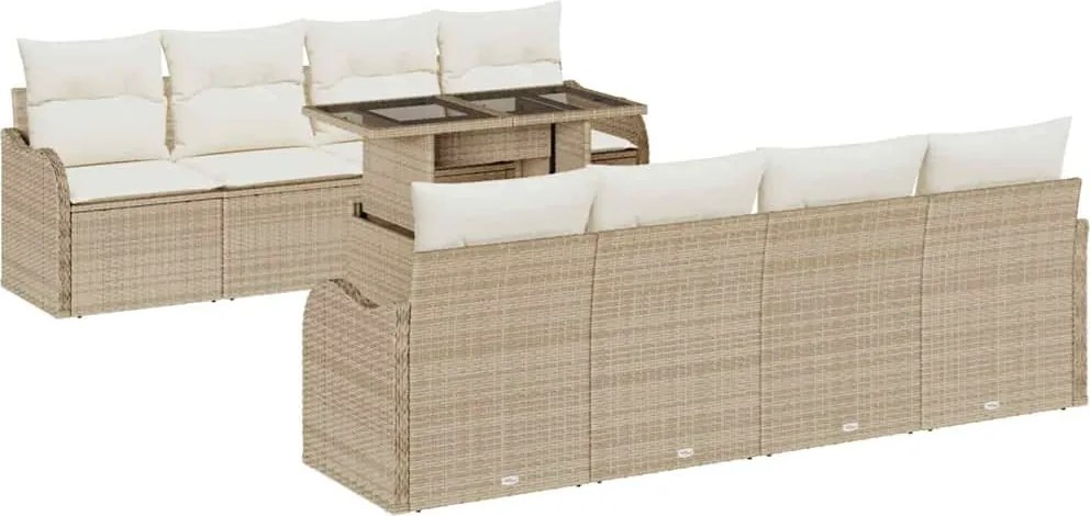 vidaXL Kerti Kanapé Szett párnával 7 pcs Bézs polirattan