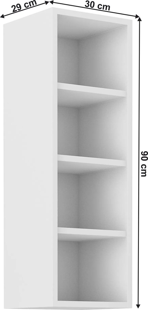 Felső polcos szekrény, fehér, LULA 30 G-90 OTW