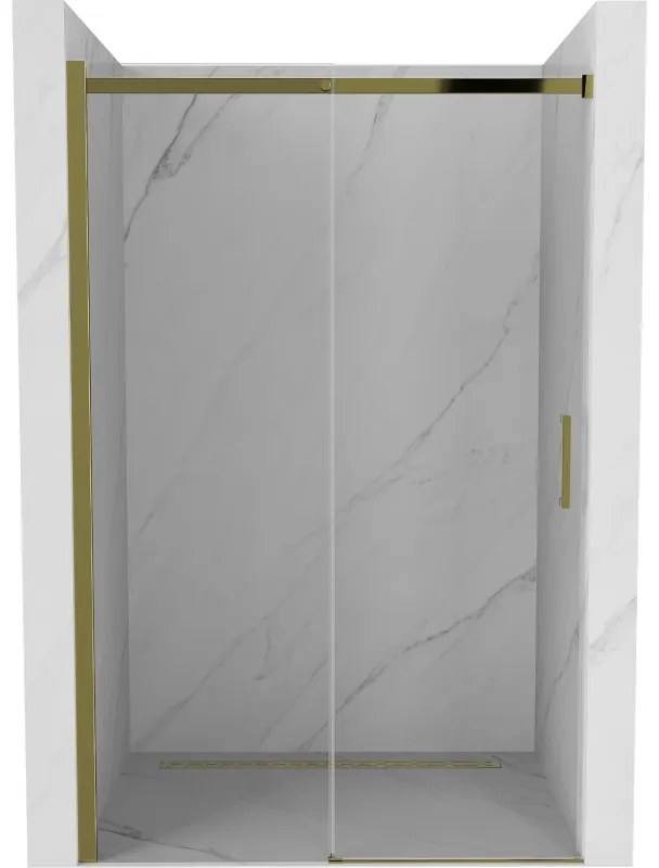 Mexen Omega tolható zuhanyajtó 130 cm, Átlátszó, Arany - 825-130-000-50-00