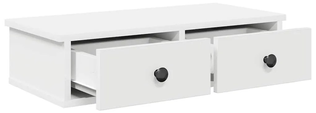 Falipolc fiókokkal fehér 60x25x15 cm műszaki fa