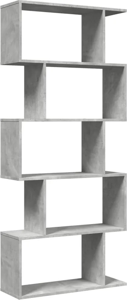 vidaXL 5 szintes betonszürke fa térelválasztó könyvespolc 70x24x161 cm