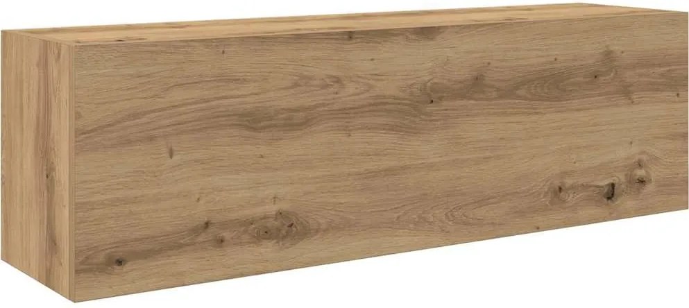vidaXL kézműves tölgy szerelt fa fali fürdőszobaszekrény 100x25x30 cm