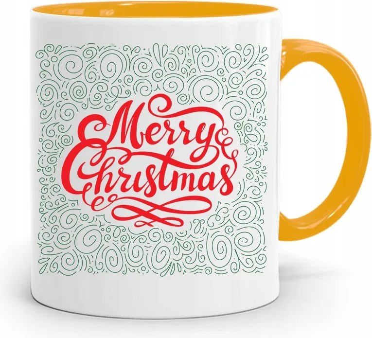 Sárga Karácsonyi Bögre Mikulásra, fényképes nyomtatással