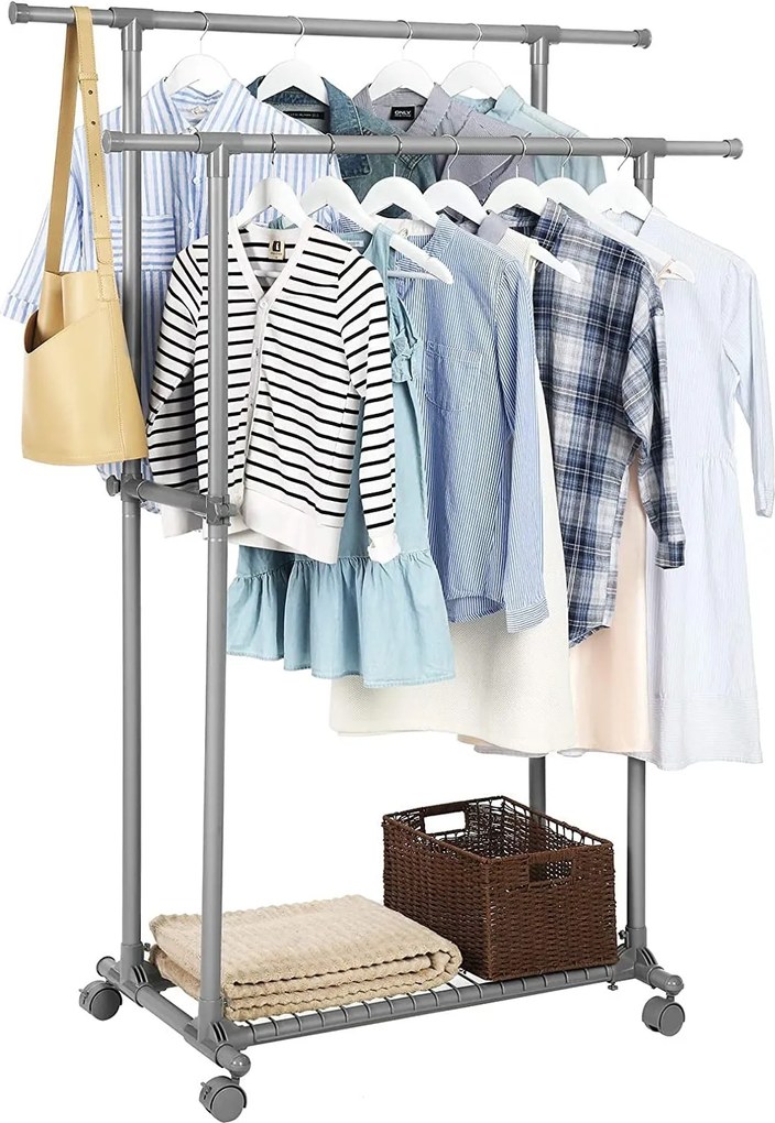 Ruhaállvány, kettős ruhasín hosszabbítható 87-tol 150 cm-ig