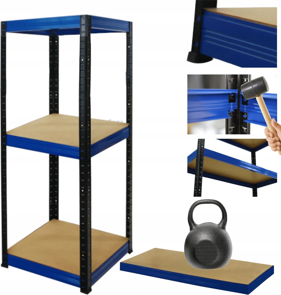 Tárolószekrény garázs fém állvány Helios 106x45x45cm 3Px175kg Pl