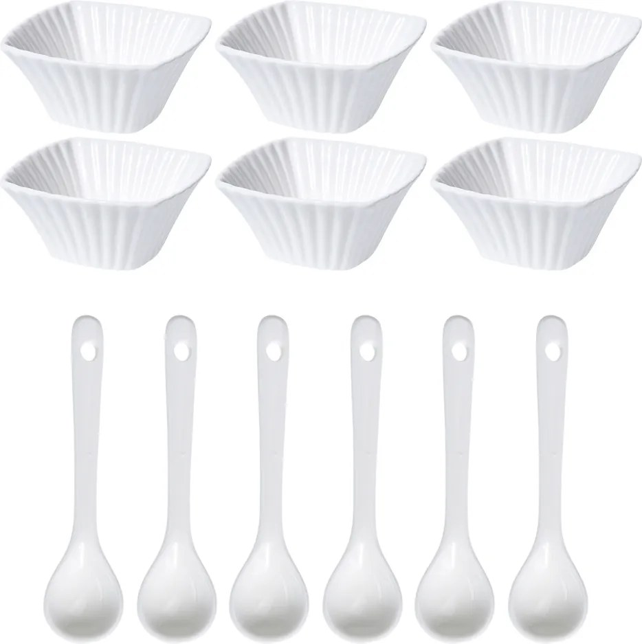 EH Vlnkovka szervírozó tálak és kanálkészlet négyzet, 12 db