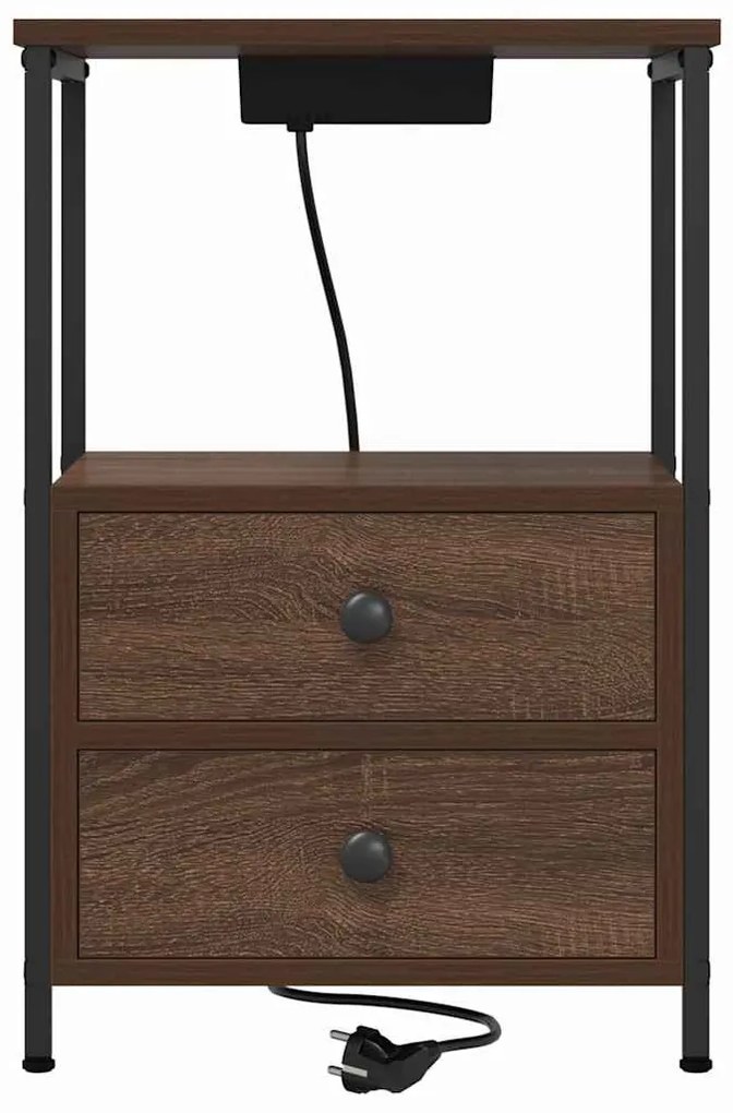 vidaXL Éjjeliszekrény 2 pcs Barna Tölgy 40 x 31 x 60 cm Faanyag