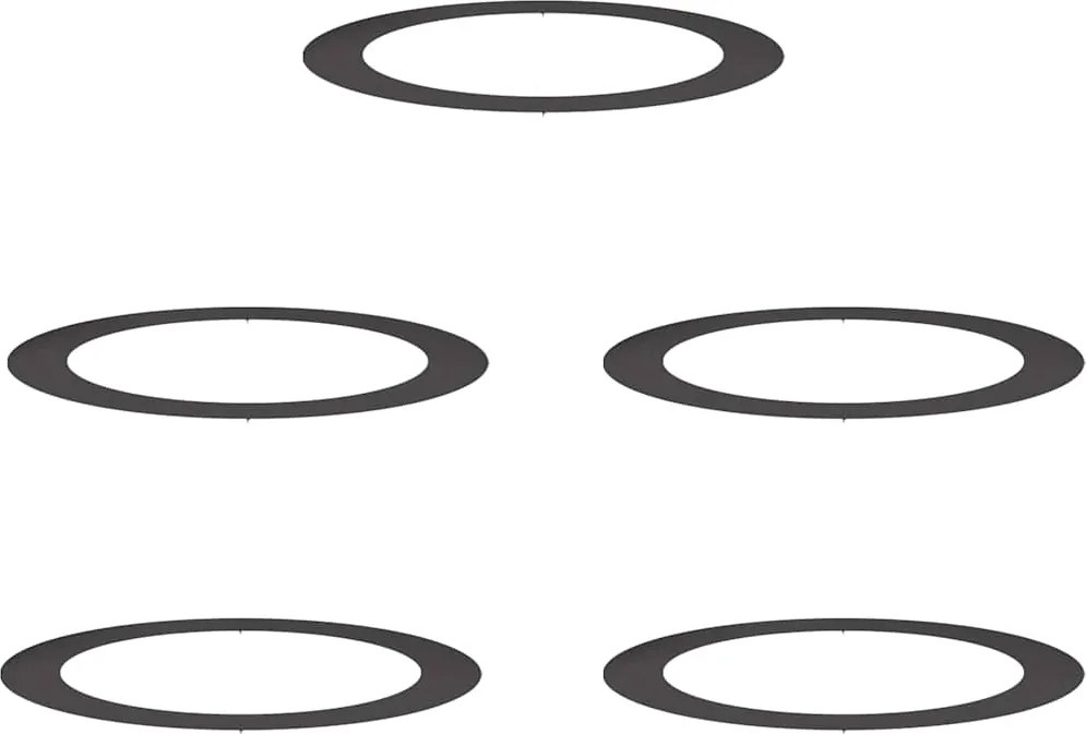 vidaXL Alkalmas lapos fa gyűrűkhez 5 pcs Fekete Ø90 / 120 cm Acél