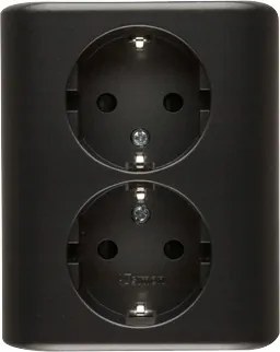 Simon 54 Dupla aljzat komplett földelés Schuko antracit matt