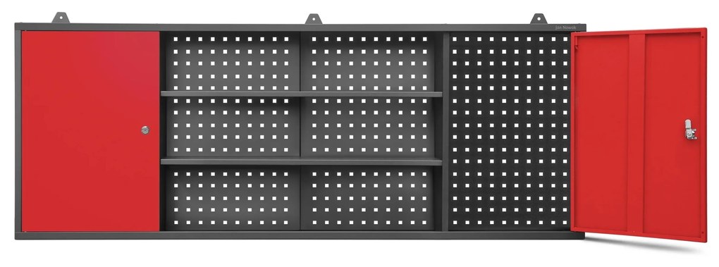 Függő műhelyszekrény LEO, 1600 x 600 x 200 mm, antracit-piros
