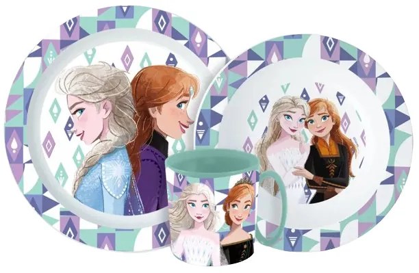 Disney Jégvarázs Ice Magic étkészlet, micro műanyag szett bögrével 350 ml